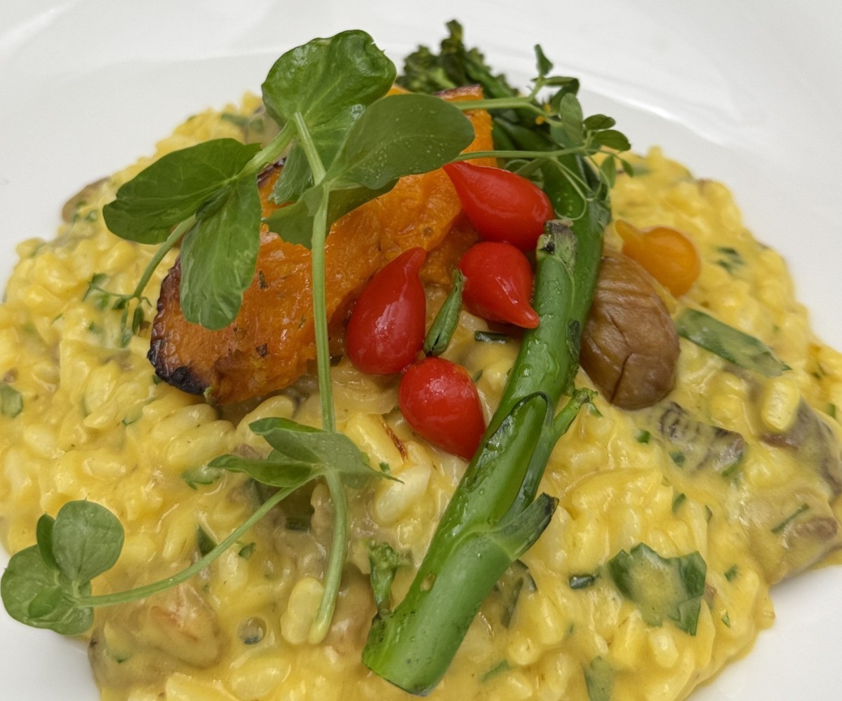 <h6 class='prettyPhoto-title'>Risotto à la butternut, champignons, potimarron rôti, brocolini et parmigiano reggiano</h6>