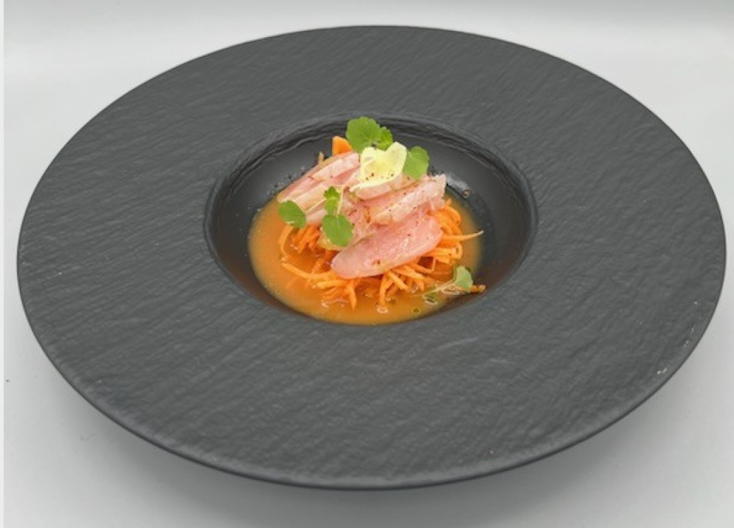 <h6 class='prettyPhoto-title'>Gravlax de Daurade et carottes en texture</h6>