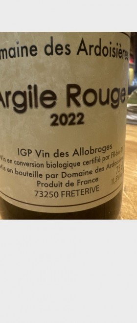 <h6 class='prettyPhoto-title'>Allobroges cuvée Argile Rouge 2022 Domaine des Ardoisières</h6>