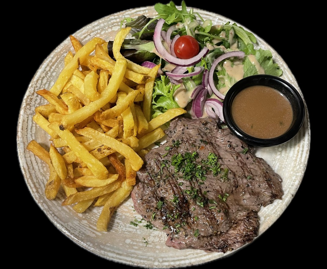 <h6 class='prettyPhoto-title'>Simmentaler Bavette, Schalottensauce, Pommes / Salat</h6>